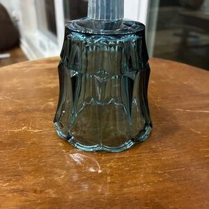 Homco Teal Glass Candle Holder with Scalloped